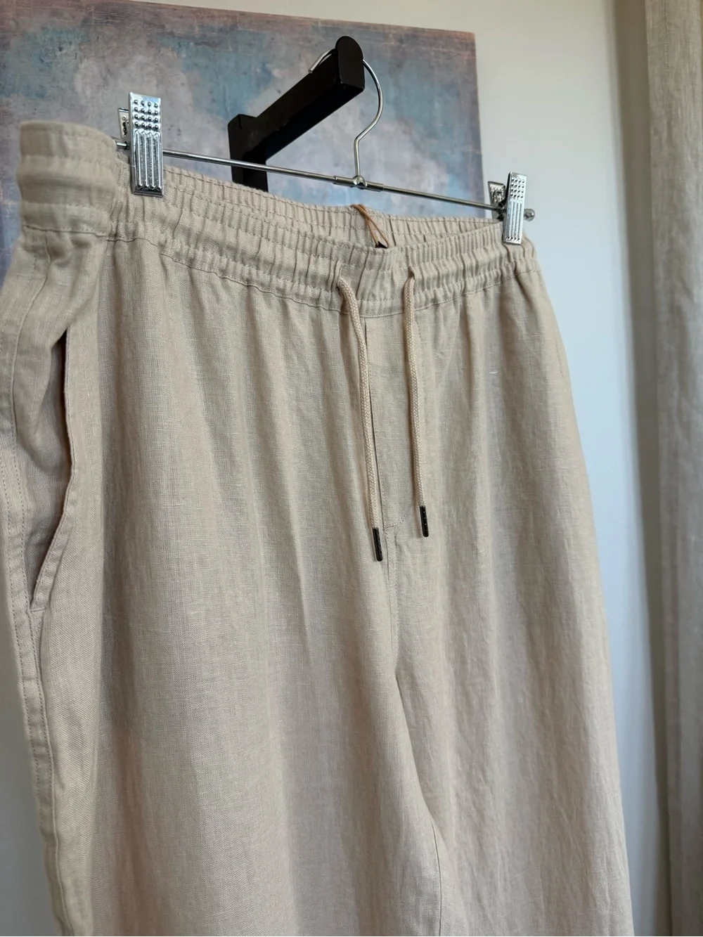 Quince Men's Natural Beige Linen Drawstring Pants NWT